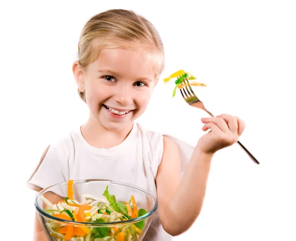 Kislány a zöldségek — Stock Fotó