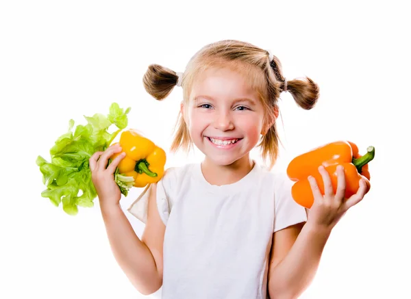 Kleines Mädchen mit dem Gemüse — Stockfoto