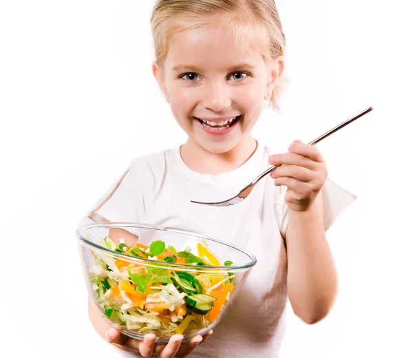 Little girl with the vegetables — Stock Photo, Image