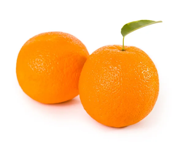 Oranje vruchten met groene bladeren — Stockfoto