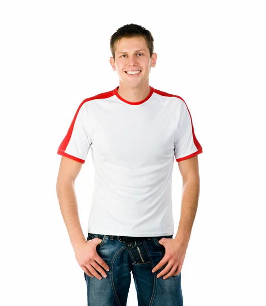 Pretty young man on white background Royalty Free Stock Images