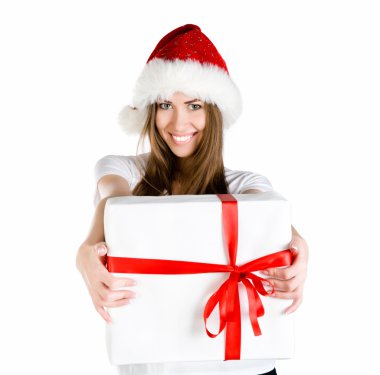 Young women with the gift clipart