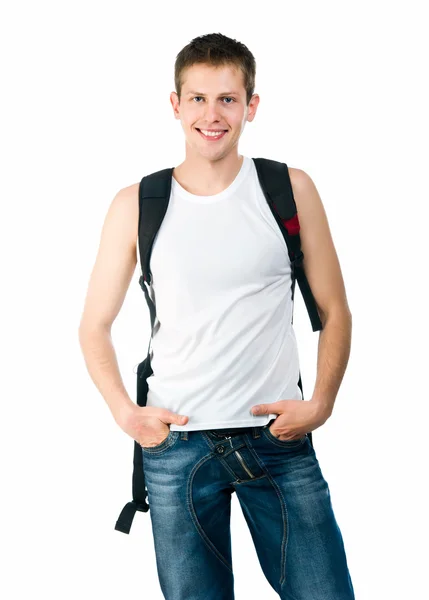 Hübscher junger Mann auf weißem Hintergrund — Stockfoto