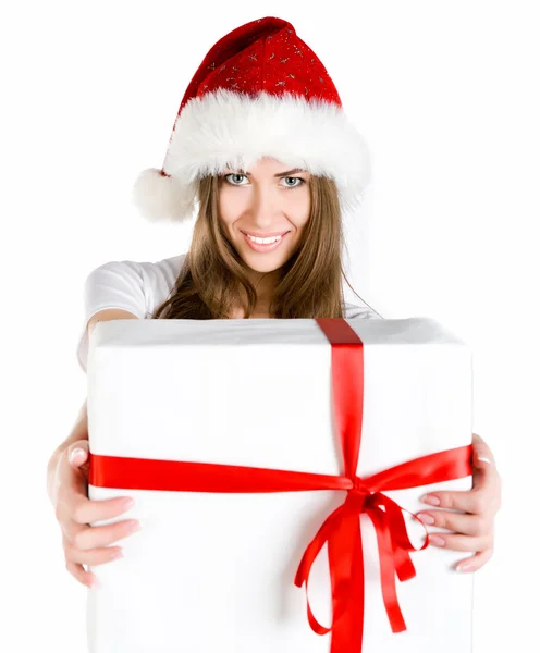 Young women with the gift — Stock Photo, Image