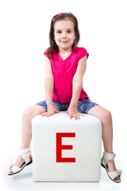 Little kid on the block with letter clipart