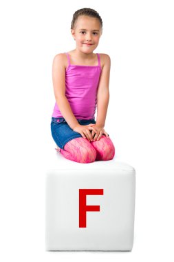 Little kid on the block with letter clipart