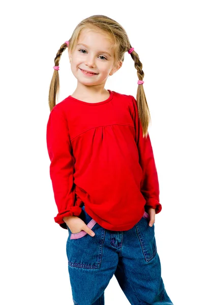 Cute little girl with a plaits — Stock Photo, Image