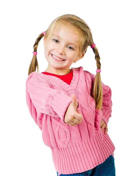 Sevimli küçük kız bir bezleri ile — Stok fotoğraf