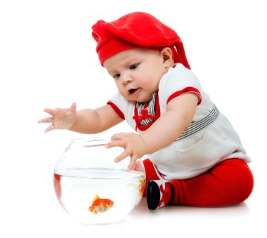 Cute little baby fishing clipart