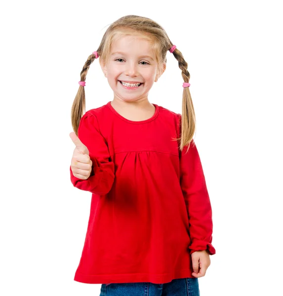 Niedliches kleines Mädchen mit einem Zopf — Stockfoto