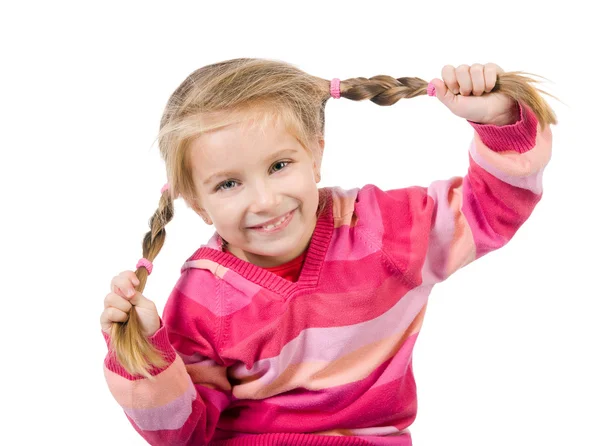 Roztomilá holčička s pletence — Stock fotografie