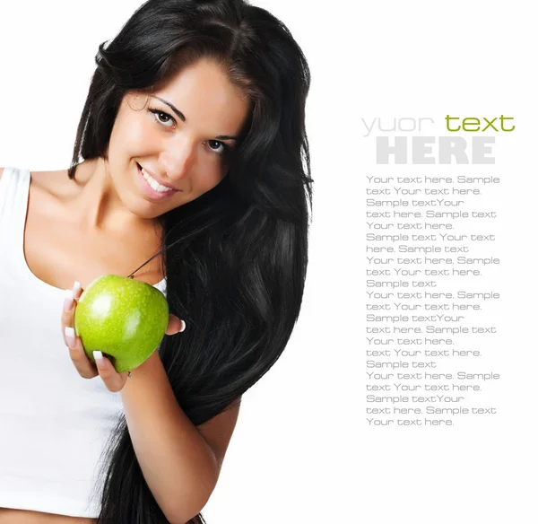 Jeune femme avec pomme — Photo