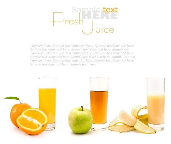 新鲜果汁和水果 — 图库照片
