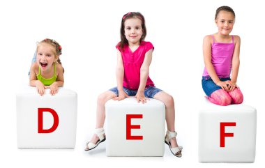 Little kid on the block with letter clipart