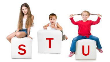 Little kid on the block with letter clipart