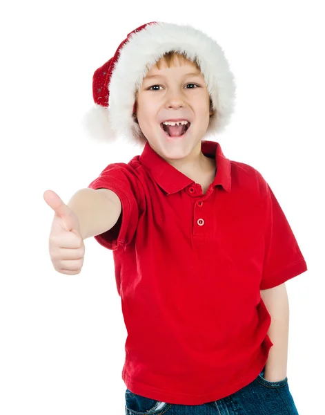 Niño en el sombrero de Santa Claus —  Fotos de Stock