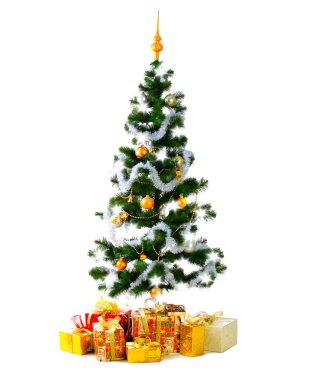 Christmas tree with gifts clipart