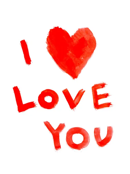 Rote Aufschrift "i love you" mit abstraktem Herzen — Stockfoto