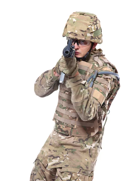 Soldado moderno com rifle — Fotografia de Stock