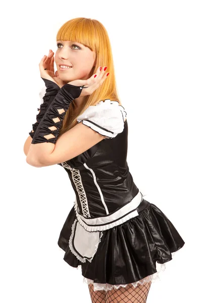 Beautiful caucasian woman dressed in a French Maid costume — Stock Photo, Image