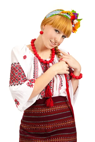 有吸引力的女人戴着乌克兰民族服饰 — 图库照片