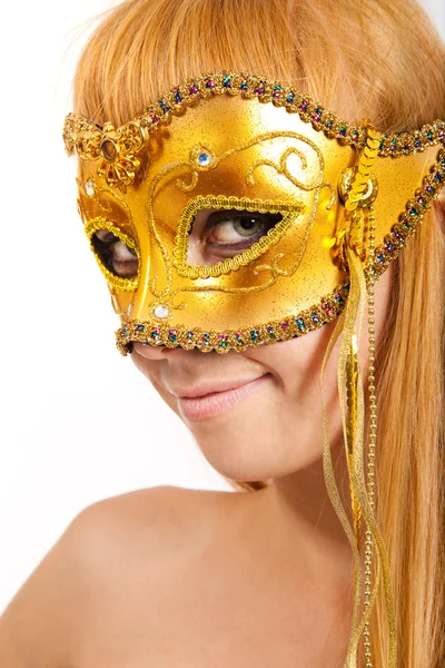 Photo of a young woman wearing mask — Stock Photo, Image