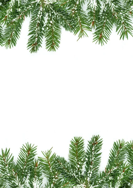 Karácsonyi keret a hó elszigetelt fehér background — Stock Fotó