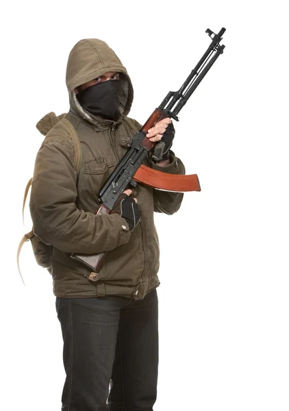 Terrorist with weapon — Stock Photo, Image
