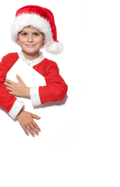 Ragazzo in possesso di un poster di Natale — Foto Stock