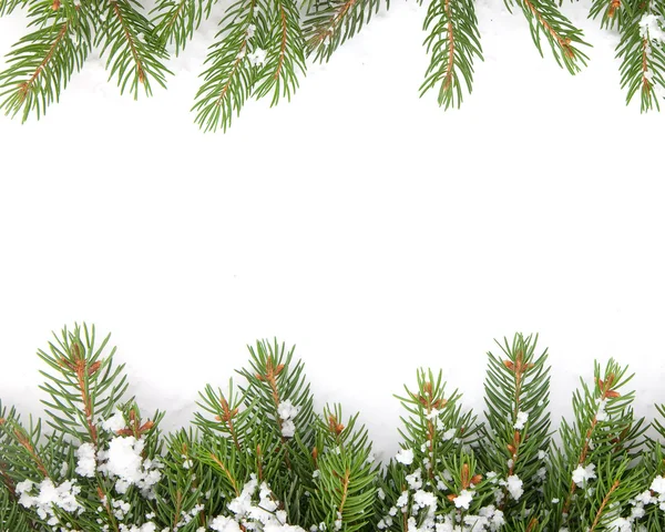 Πλαίσιο Χριστούγεννα με χιόνι που απομονώνονται σε λευκό φόντο — Φωτογραφία Αρχείου