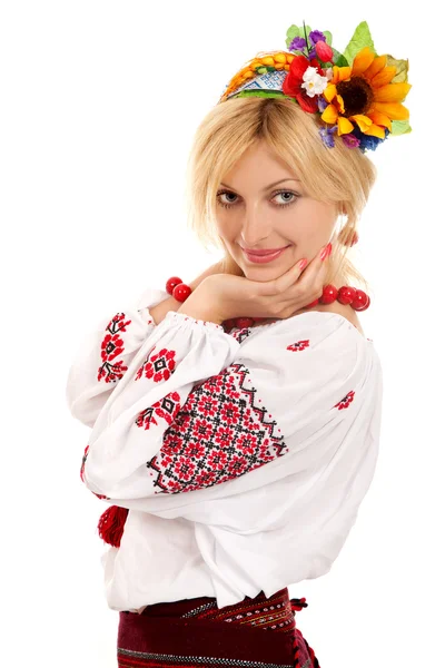 Vonzó nő visel ukrán nemzeti ruha — Stock Fotó
