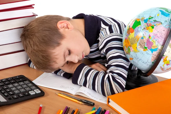 Fáradt iskolás — Stock Fotó