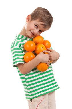 Boy holding oranges clipart