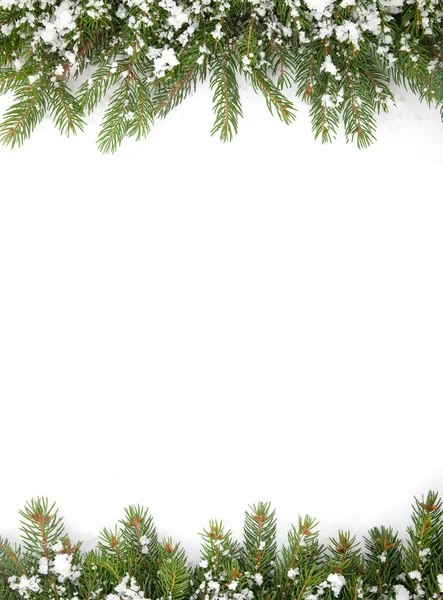 Cadre de Noël avec neige isolée sur fond blanc — Photo