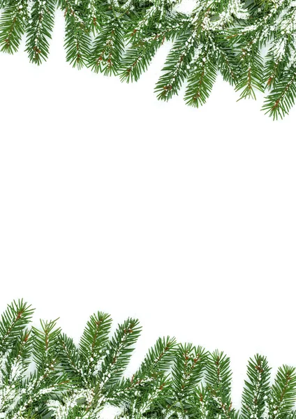 Weihnachtsrahmen mit Schnee isoliert auf weißem Hintergrund — Stockfoto