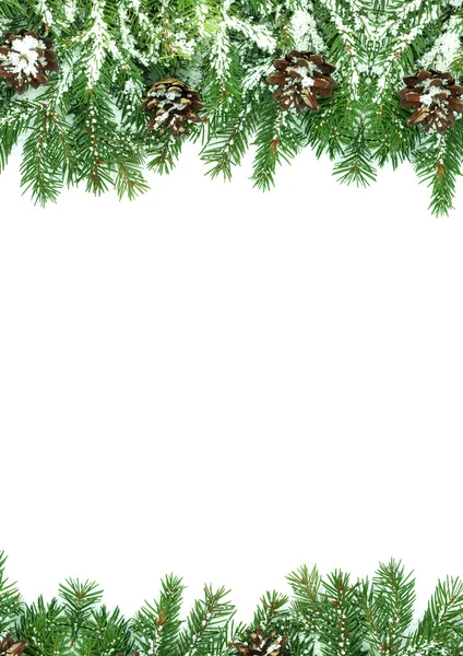 Weihnachtsrahmen mit Schnee isoliert auf weißem Hintergrund — Stockfoto