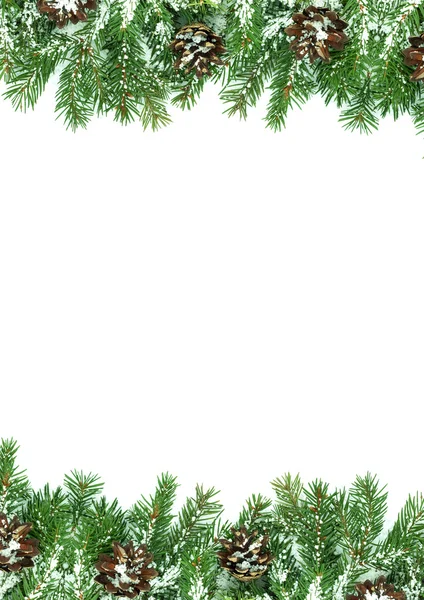 圣诞框架与孤立在白色背景上的雪 — 图库照片