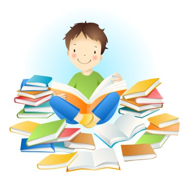 Boy and books. clipart