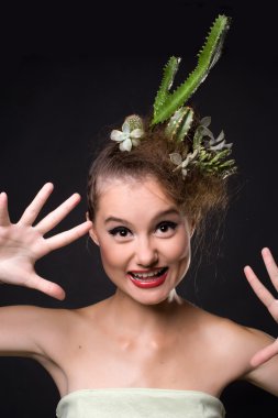 Woman with cactus