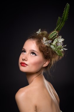 Woman with cactus