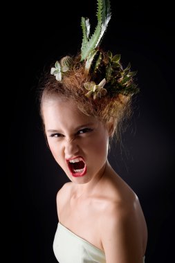 Woman with cactus