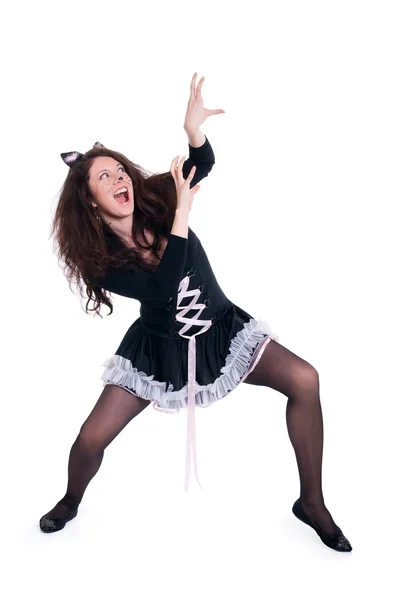 Menina vestida como um gato — Fotografia de Stock