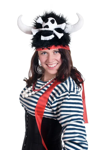 Chica atractiva en un disfraz de pirata —  Fotos de Stock