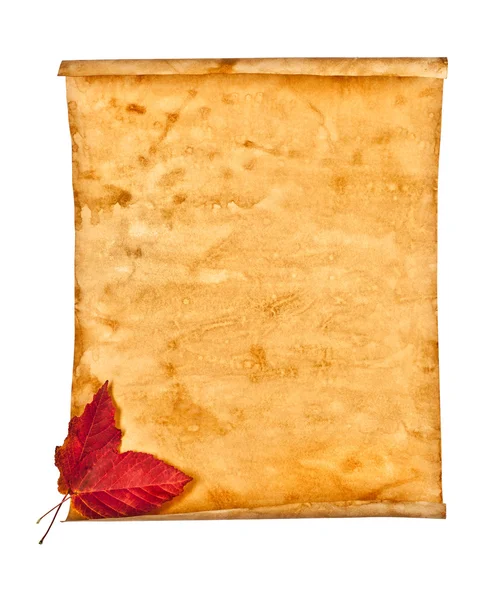 Papel velho com folhas de outono, nota de outono — Fotografia de Stock
