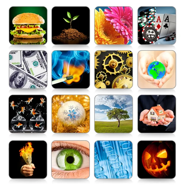 Sammlung von Symbolen für Programme und Spiele — Stockfoto