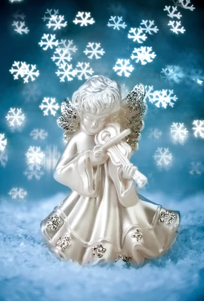 Angel with Blue Holiday Background — Stock Photo, Image