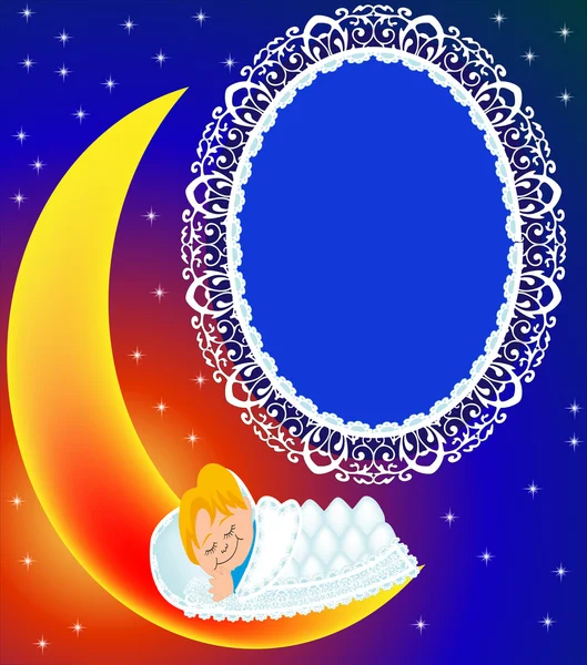 Cadre sur lune enfant dort doucement — Image vectorielle