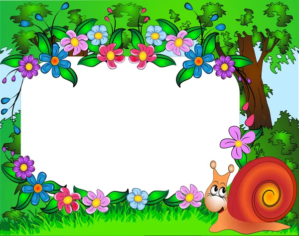 Frame for photo snail and flower — Stock Vector