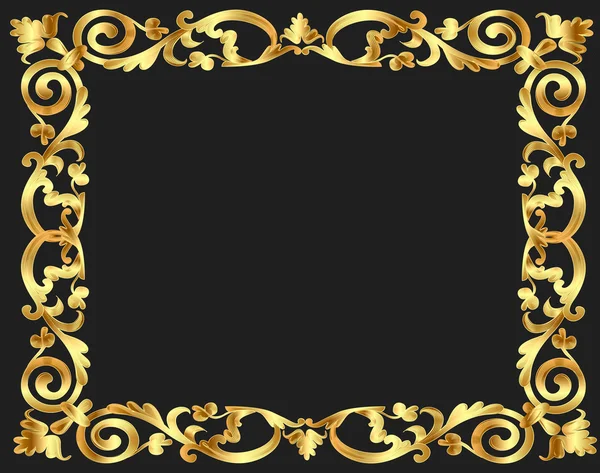 Frame achtergrond met gouden plantaardige patroon — Stockvector