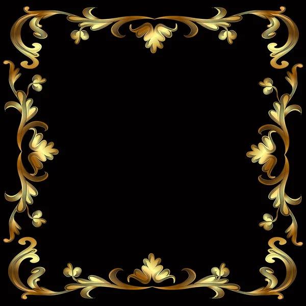 Marco con patrón de oro en negro — Vector de stock